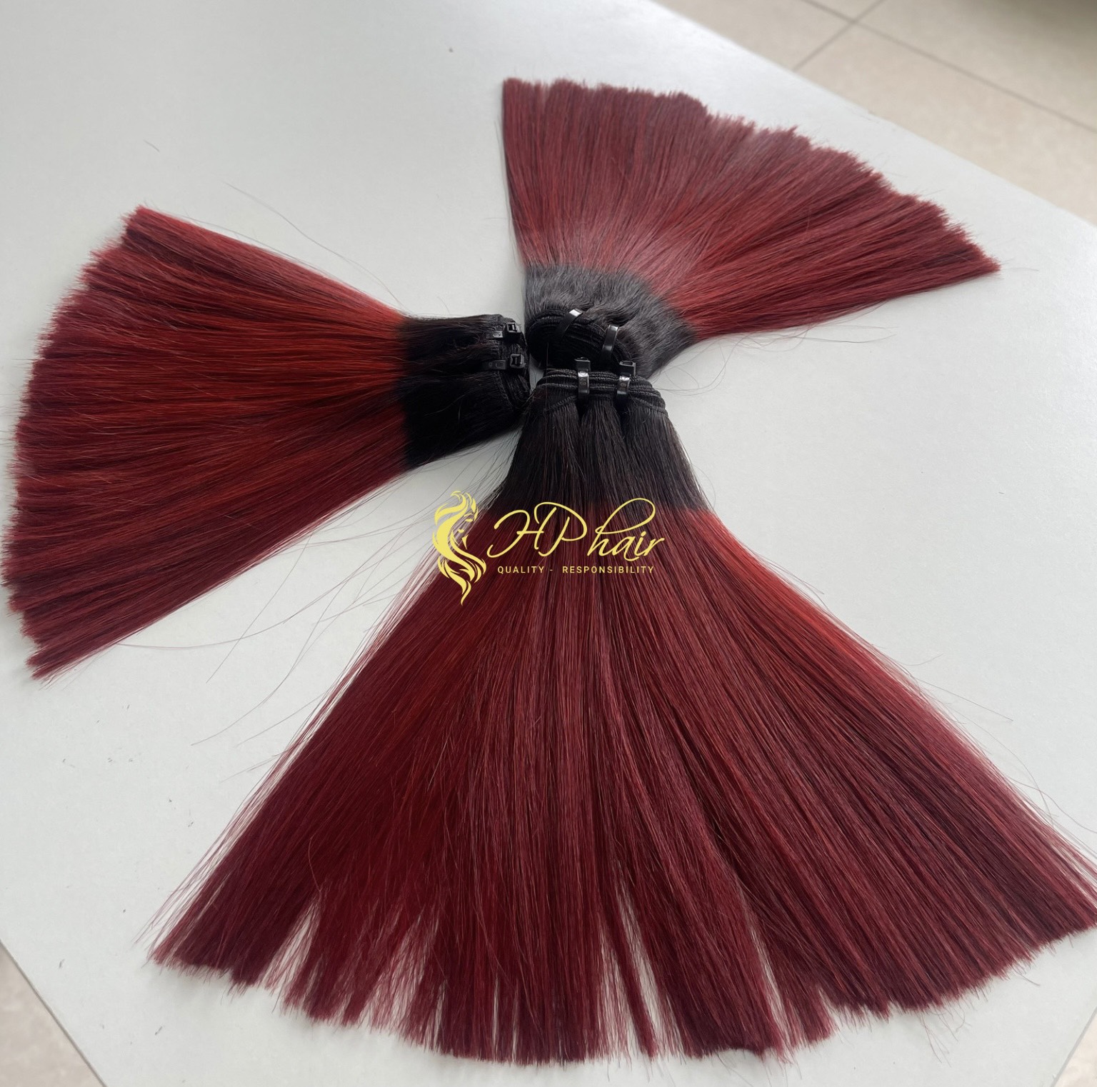 Vietnamese Weft Hair Closure Colors Black and Red